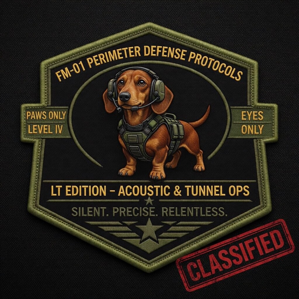 FM-01 Perimeter Defense Protocols training manual cover &mdash; LT edition embroidered patch style