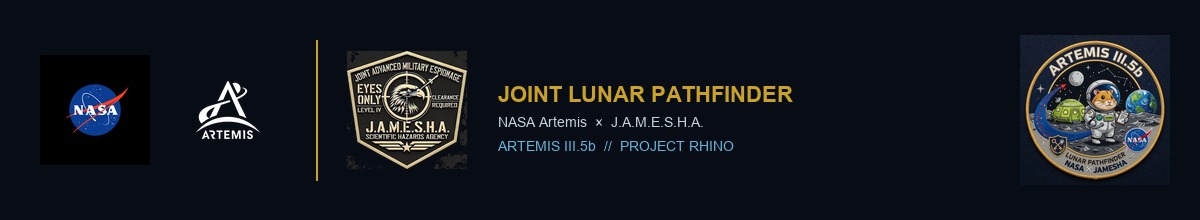 Joint NASA Artemis and JAMESHA branding banner with mission patch