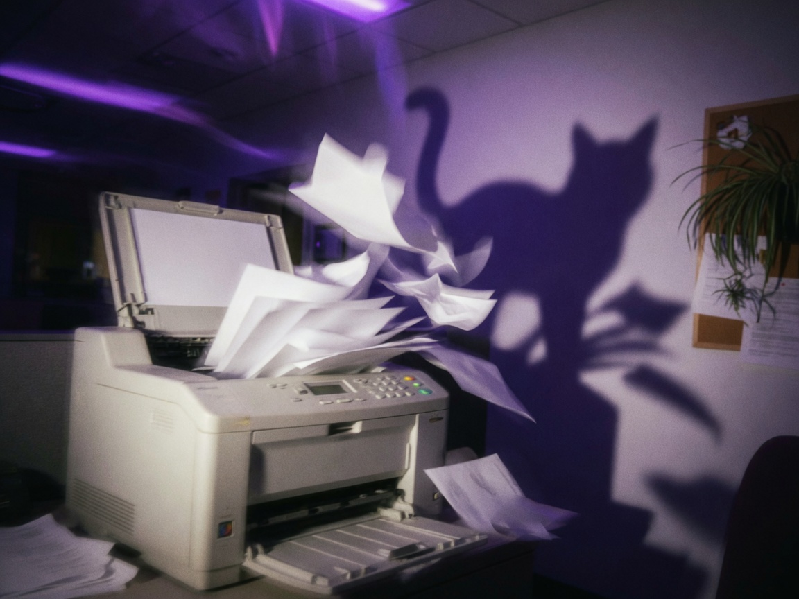 Blurry printer incident with cat shadow